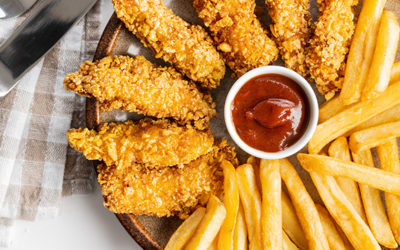 Breaded chicken with healthy chips