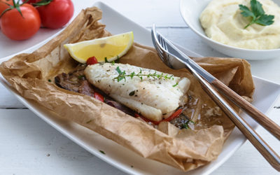 Cod with vegetables en papillote